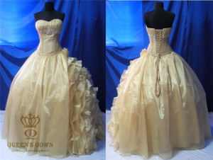 Champagne Organza Georgeous Prom Dress